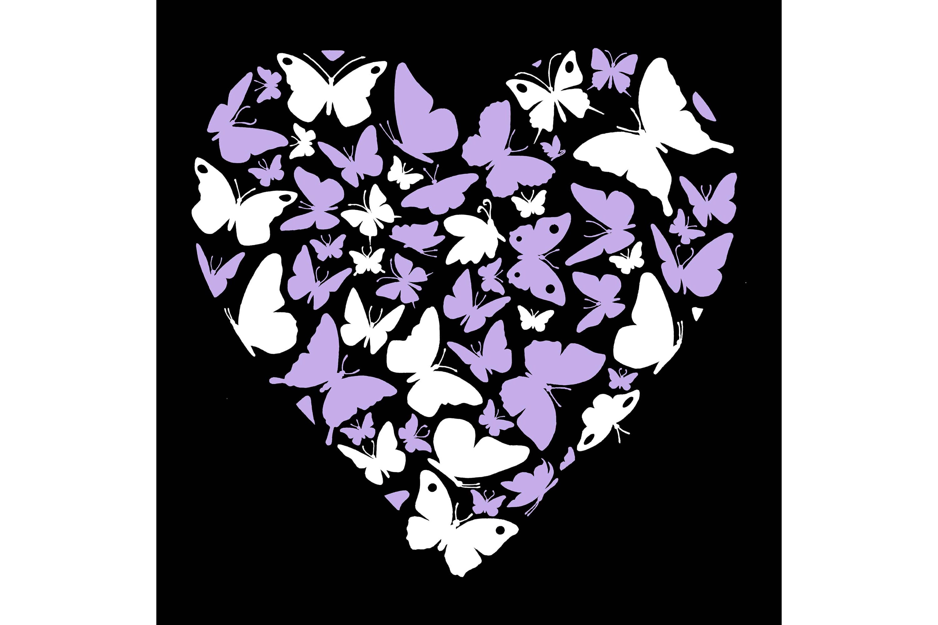 Butterfly Heart - Womens Word Art Long Sleeve T-Shirt