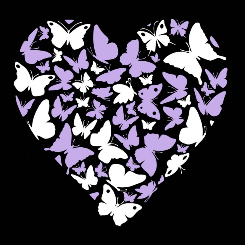 Butterfly Heart - Womens Word Art Long Sleeve T-Shirt