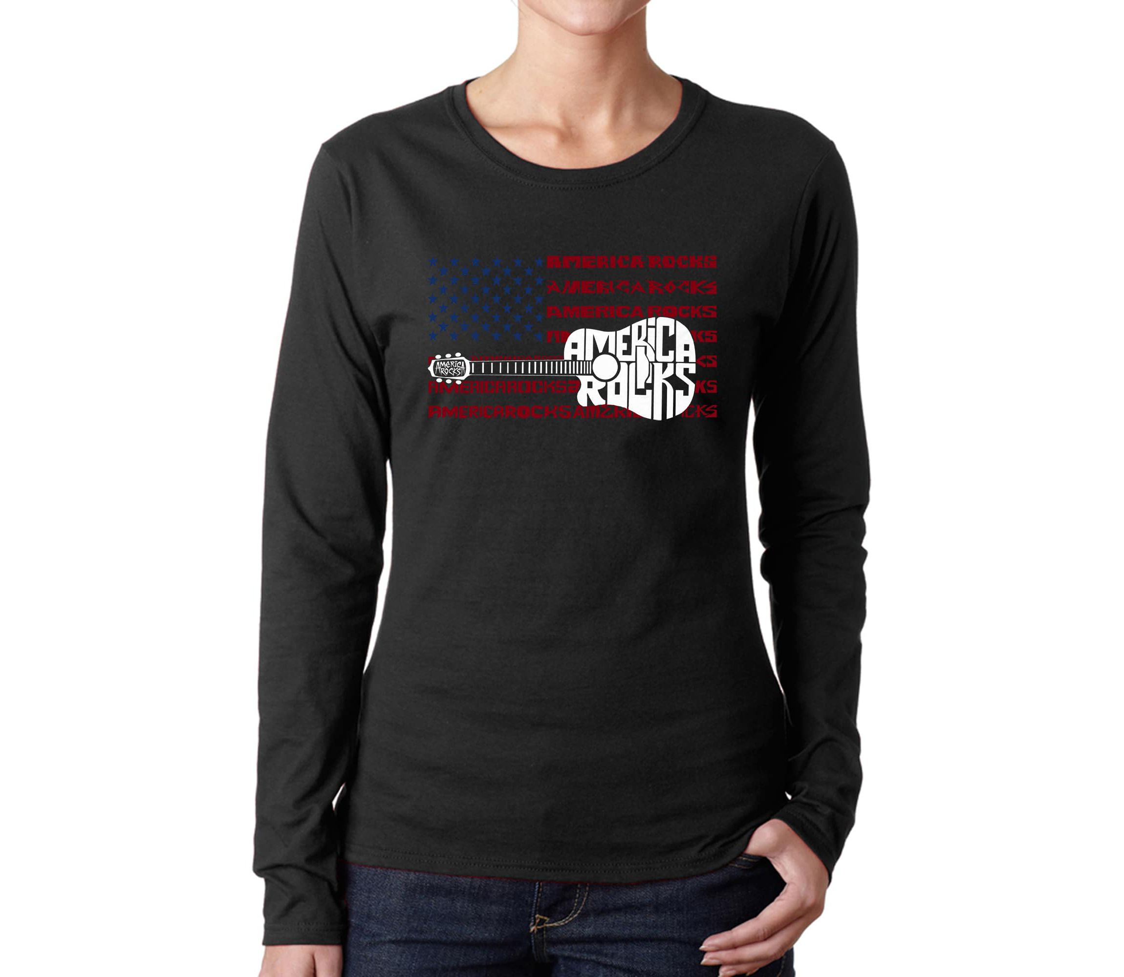 America Rocks - Womens Word Art Long Sleeve T-Shirt