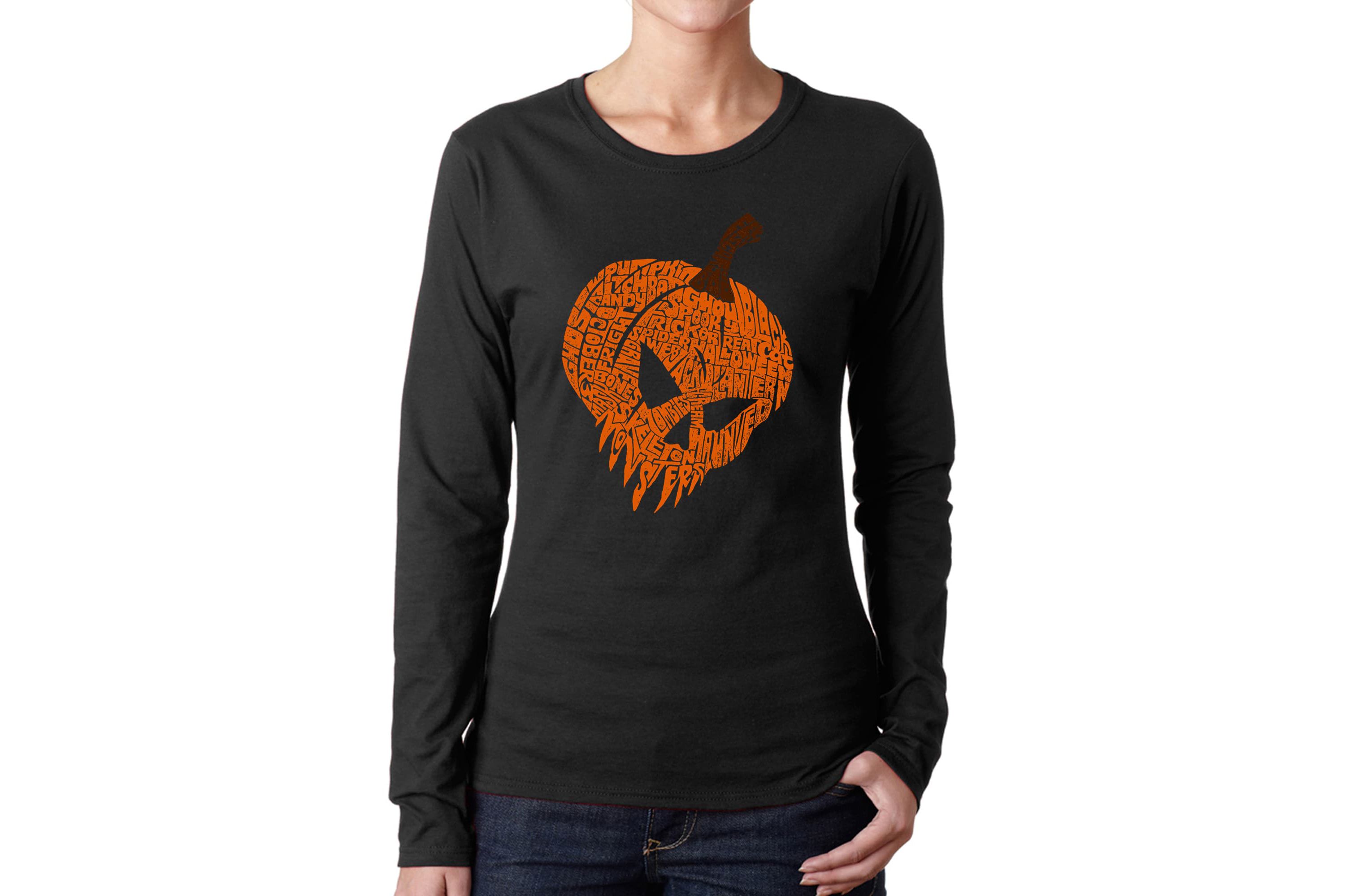 Evil Pumpkin - Womens Word Art Long Sleeve T-Shirt