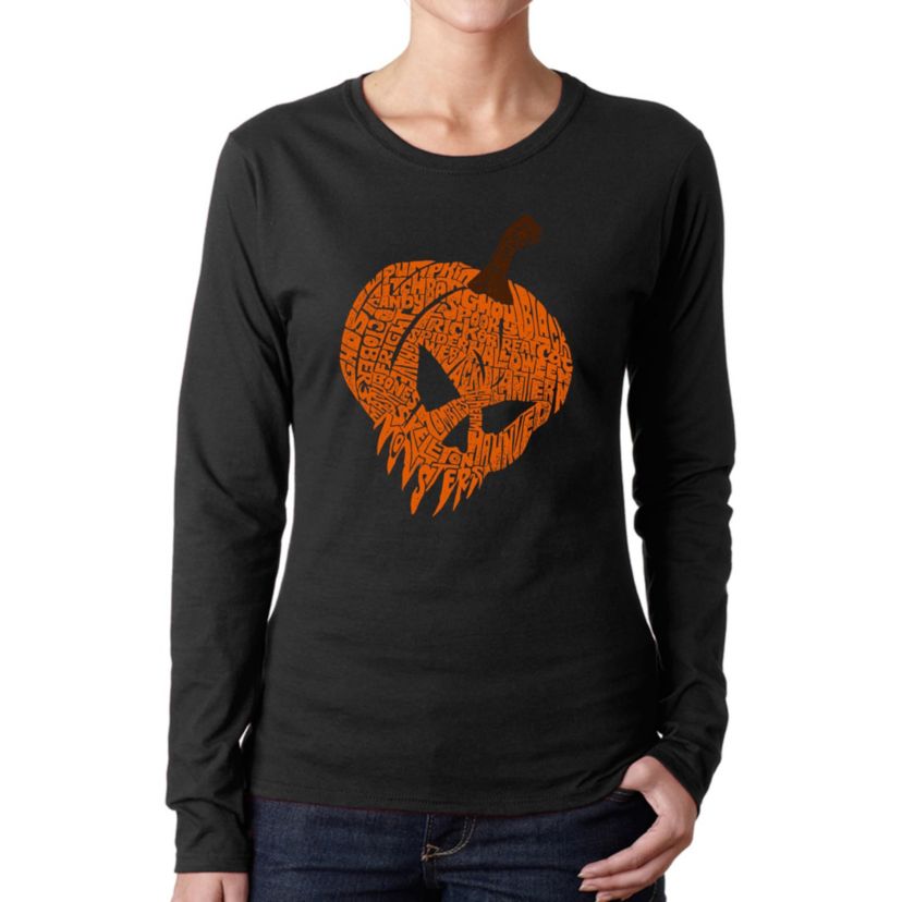 Evil Pumpkin - Womens Word Art Long Sleeve T-Shirt