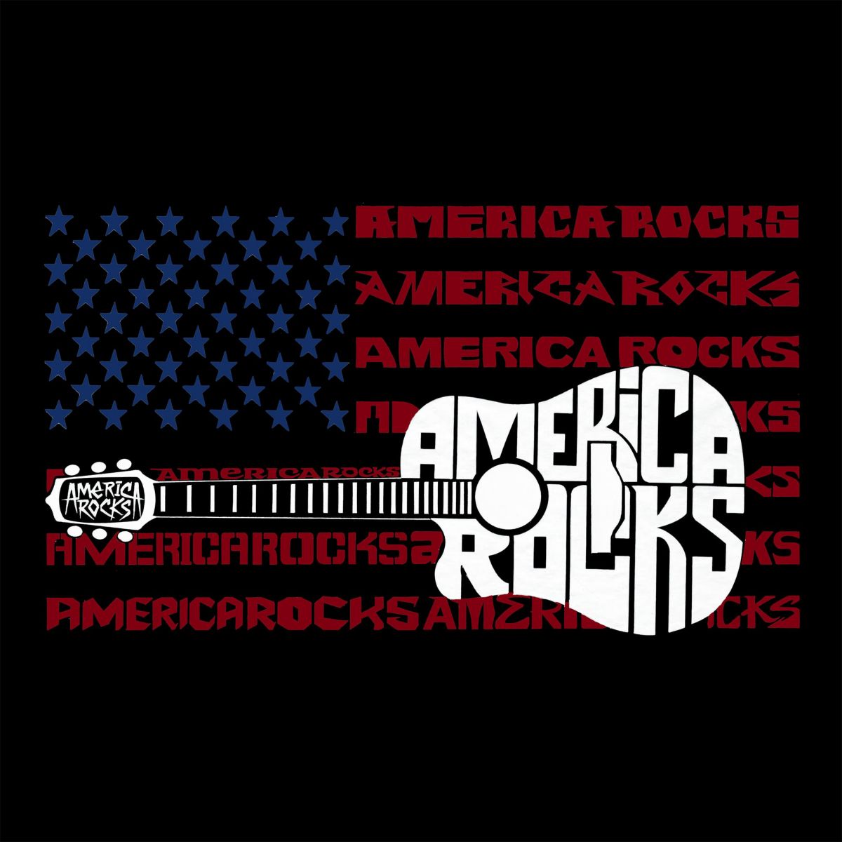America Rocks - Womens Word Art V-Neck T-Shirt