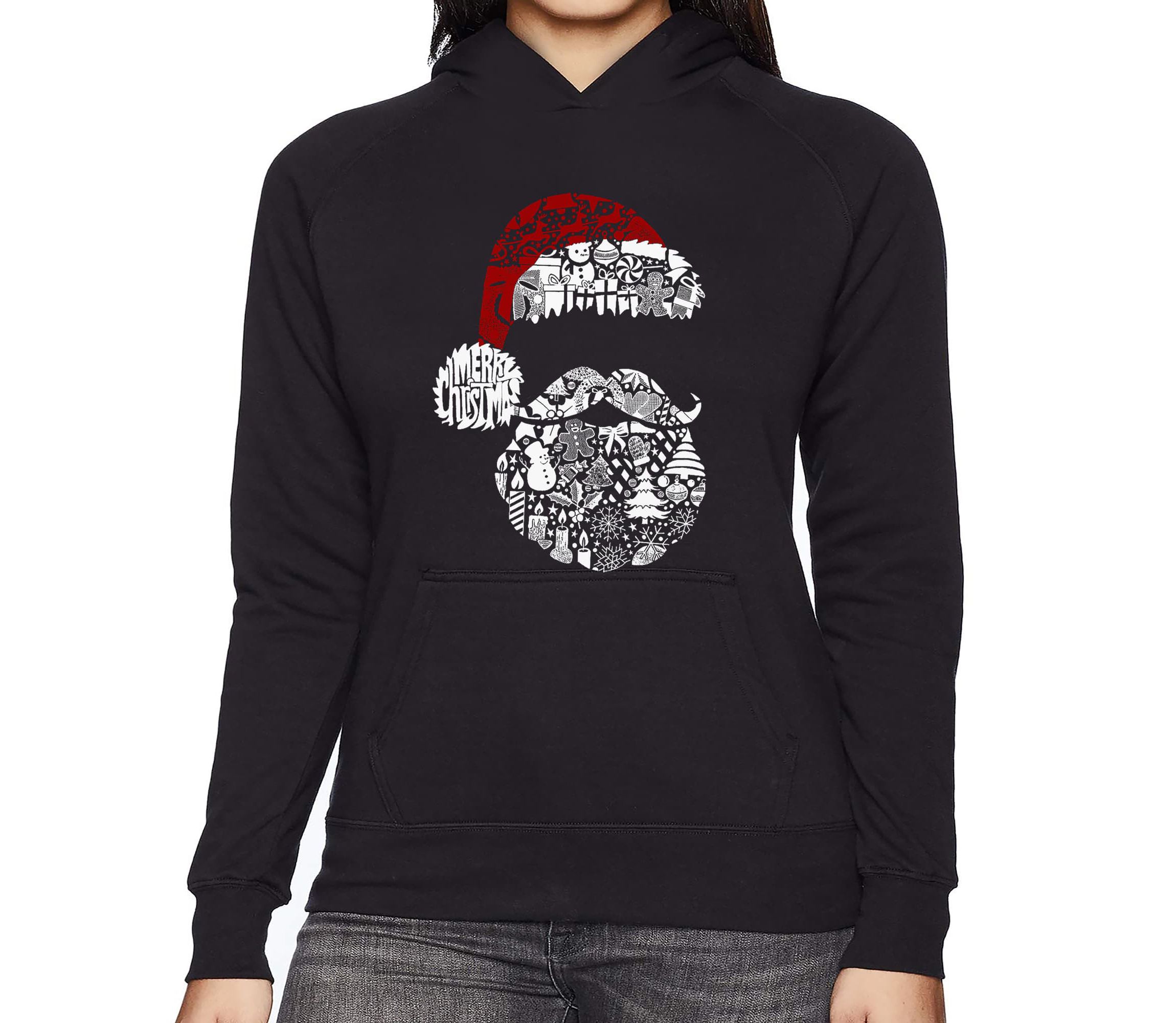 Santa Pics - Womens Word Art Hooded Sweatshirt