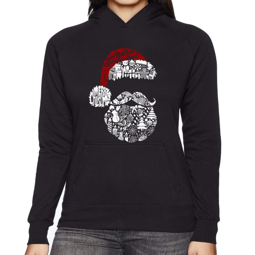 Santa Pics - Womens Word Art Hooded Sweatshirt