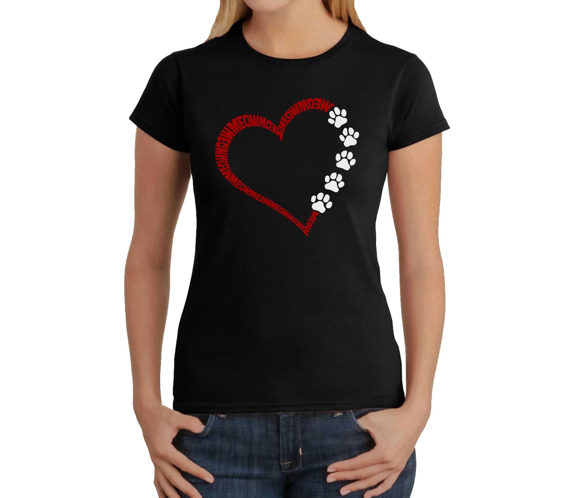 Meow Heart - Womens Word Art T-Shirt