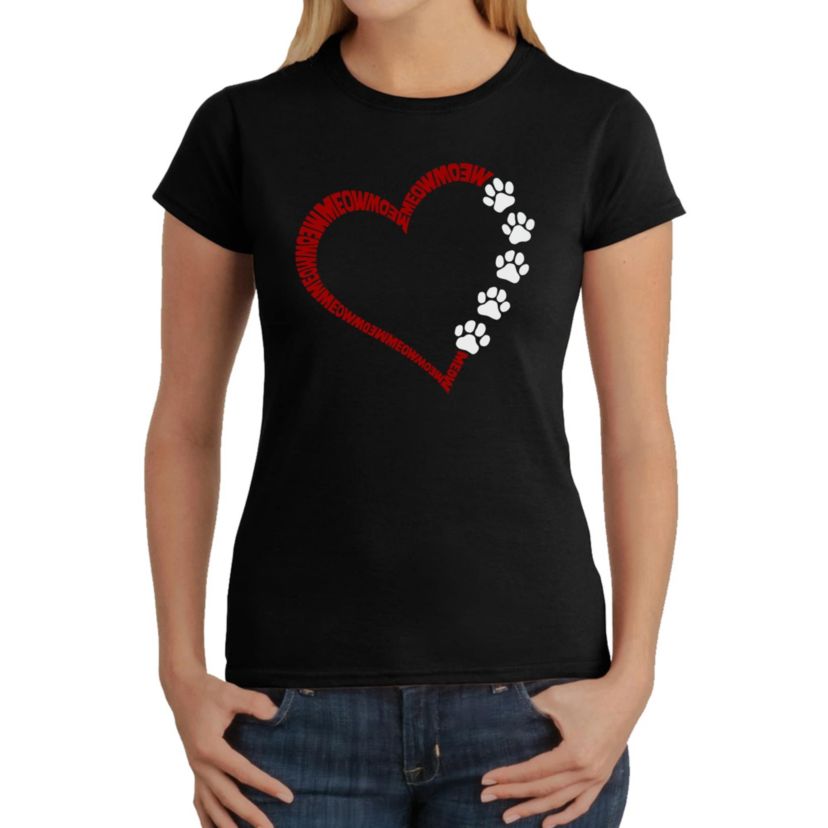 Meow Heart - Womens Word Art T-Shirt