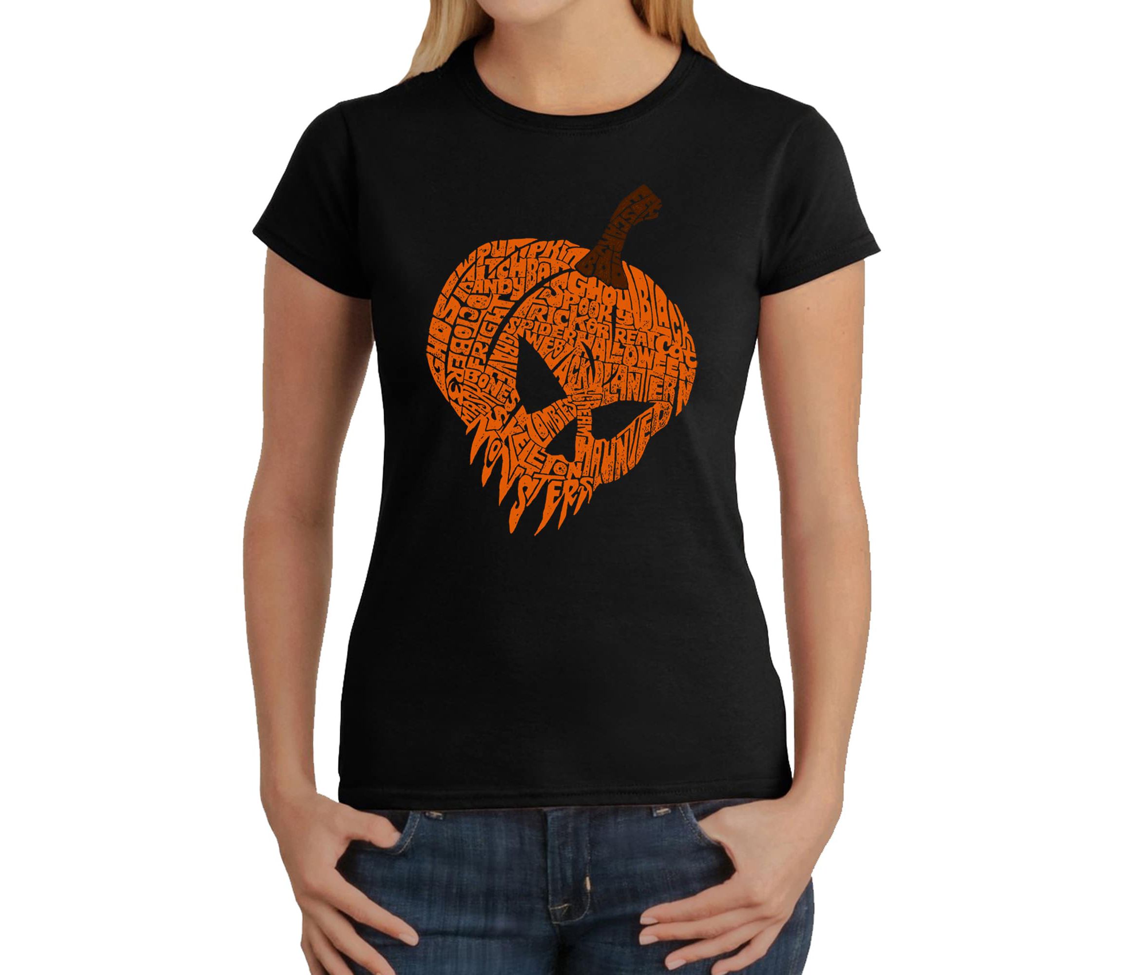 Evil Pumpkin - Womens Word Art T-Shirt