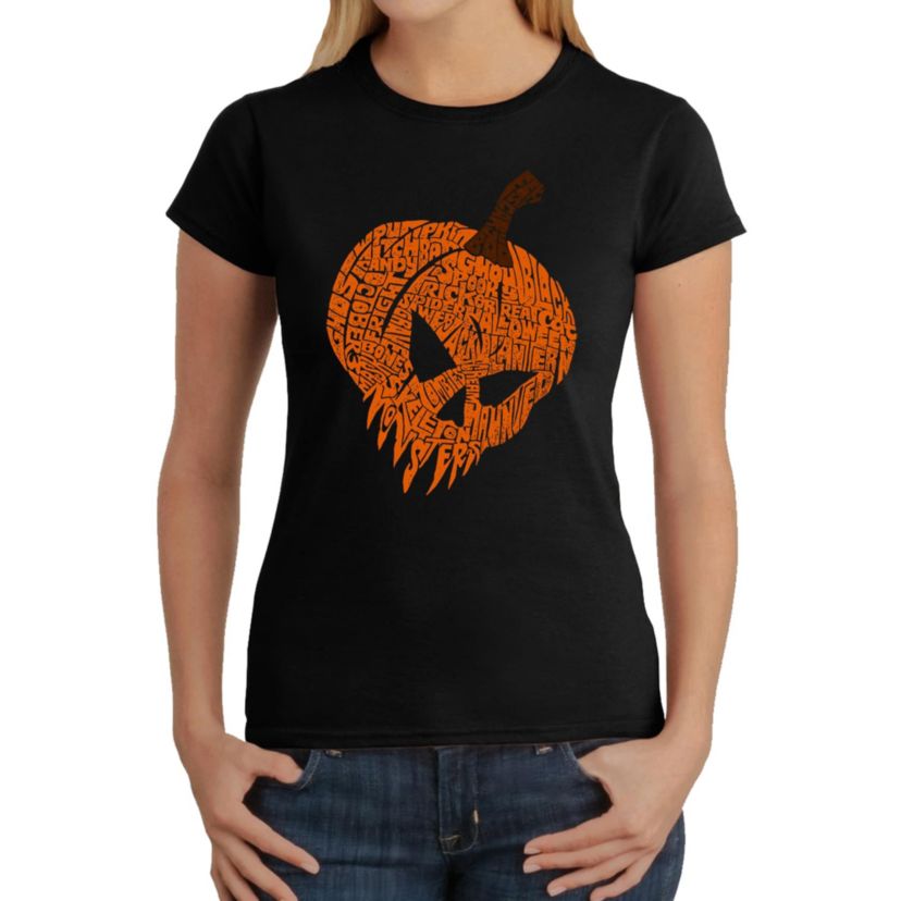 Evil Pumpkin - Womens Word Art T-Shirt