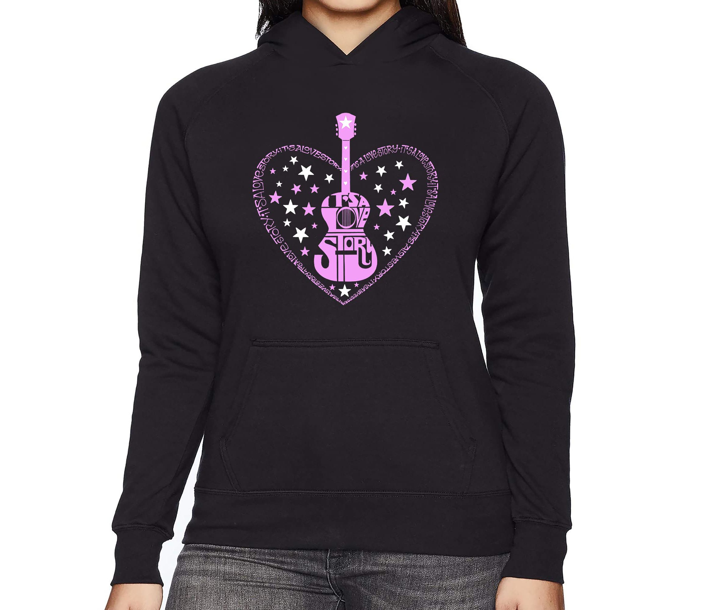 Its A Love Story - Womens Word Art Hooded Sweatshirt