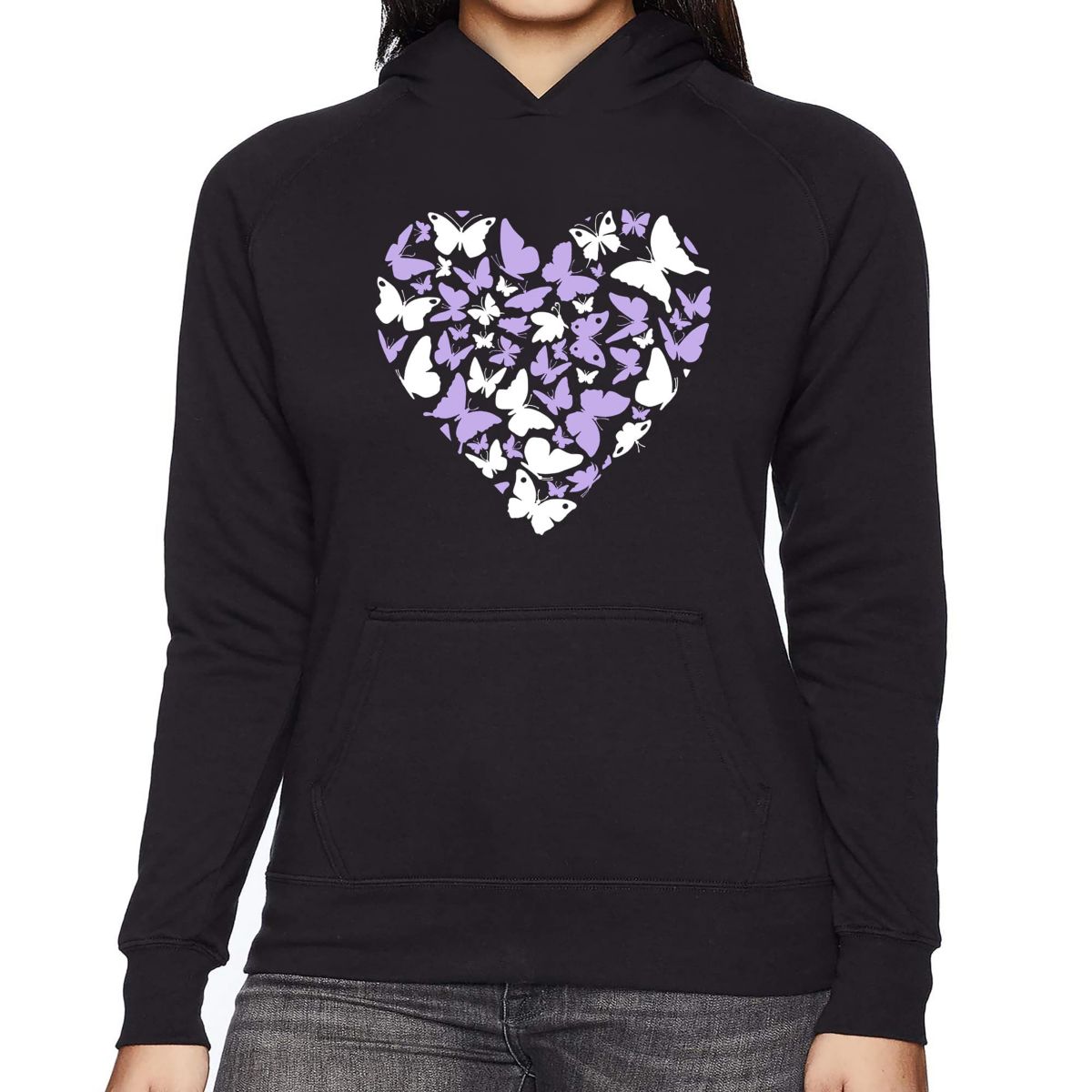 Butterfly Heart - Womens Word Art Hooded Sweatshirt