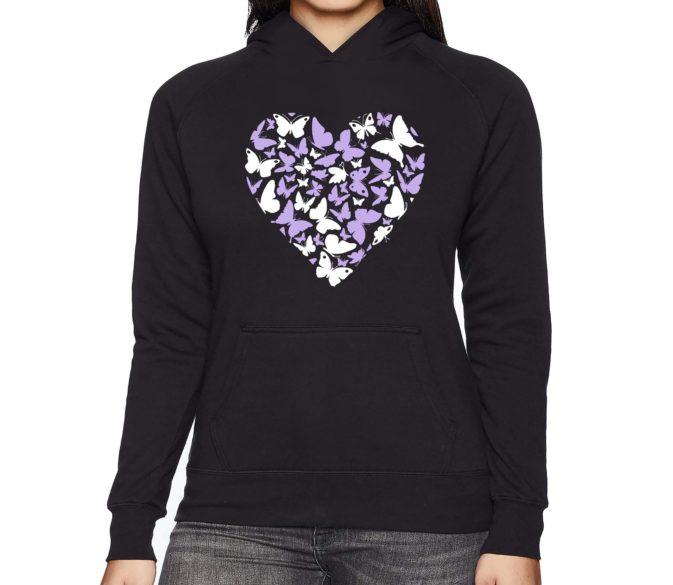 Butterfly Heart - Womens Word Art Hooded Sweatshirt