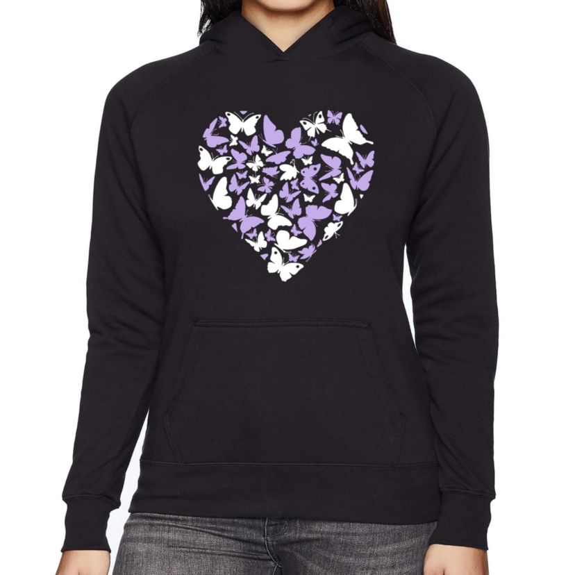 Butterfly Heart - Womens Word Art Hooded Sweatshirt