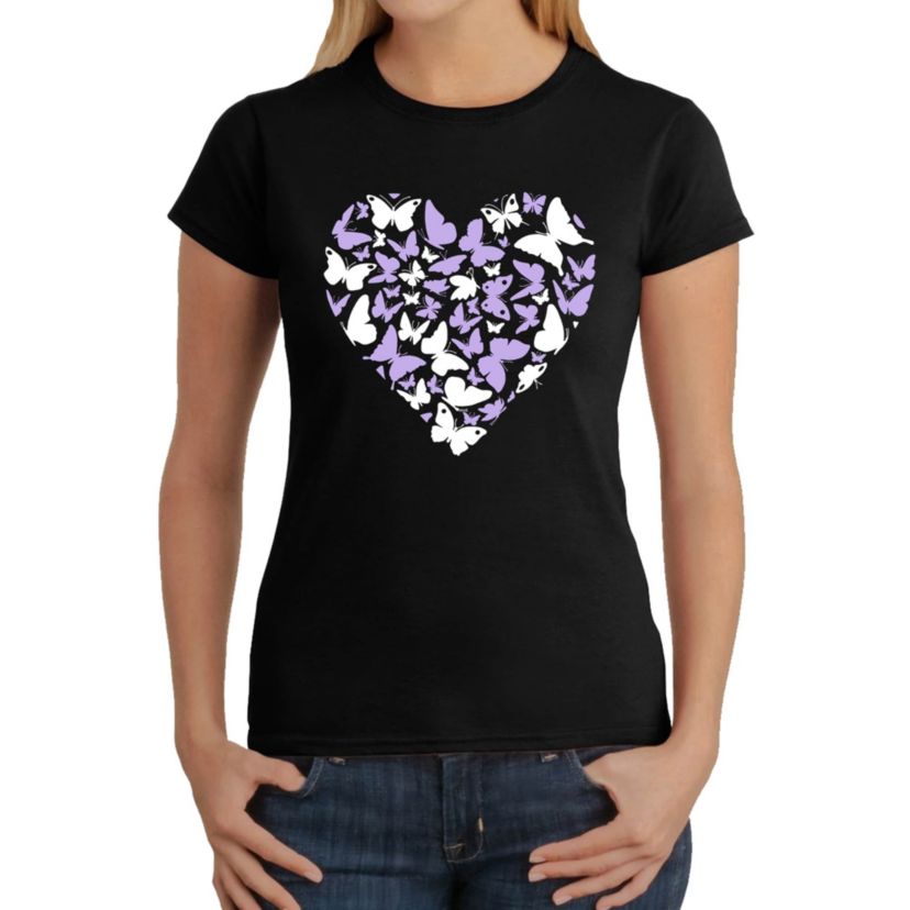 Butterfly Heart - Womens Word Art T-Shirt