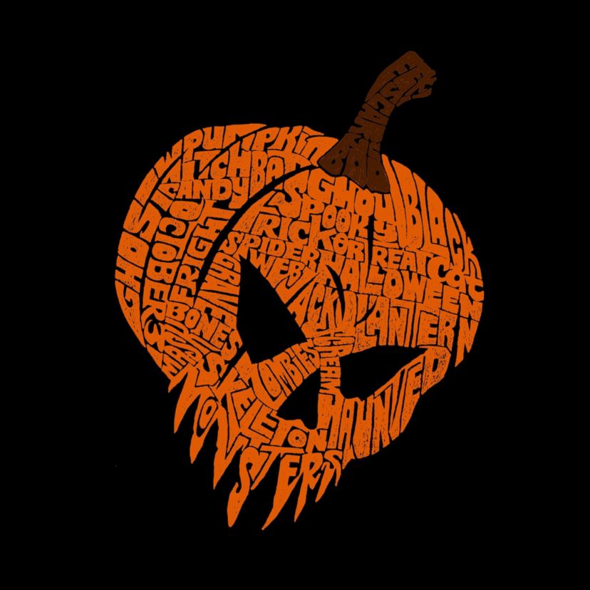 Evil Pumpkin - Womens Word Art V-Neck T-Shirt