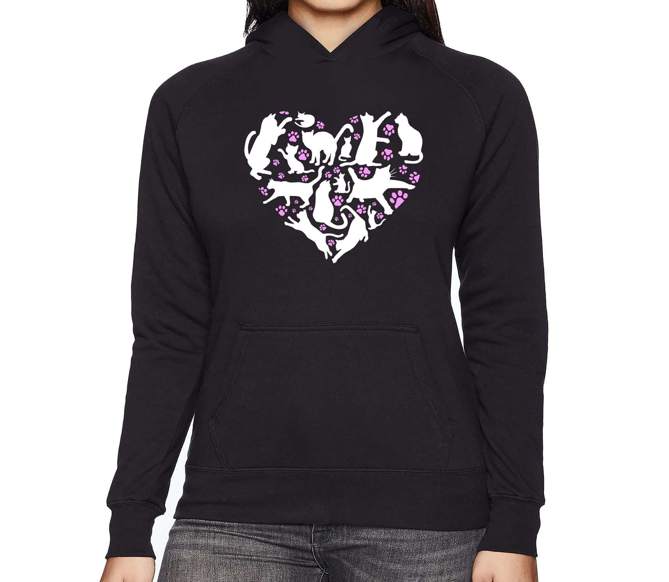 Cat Heart - Womens Word Art Hooded Sweatshirt