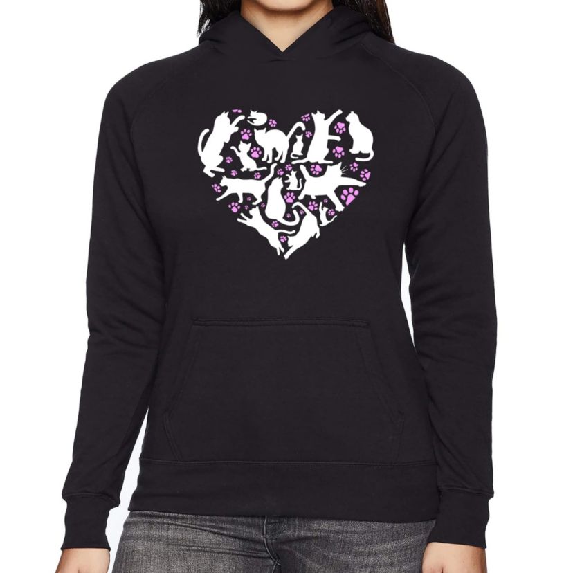 Cat Heart - Womens Word Art Hooded Sweatshirt