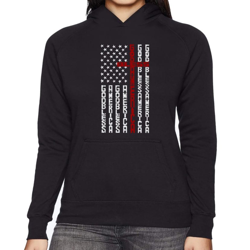 Cross Flag - Womens Word Art Hooded Sweatshirt