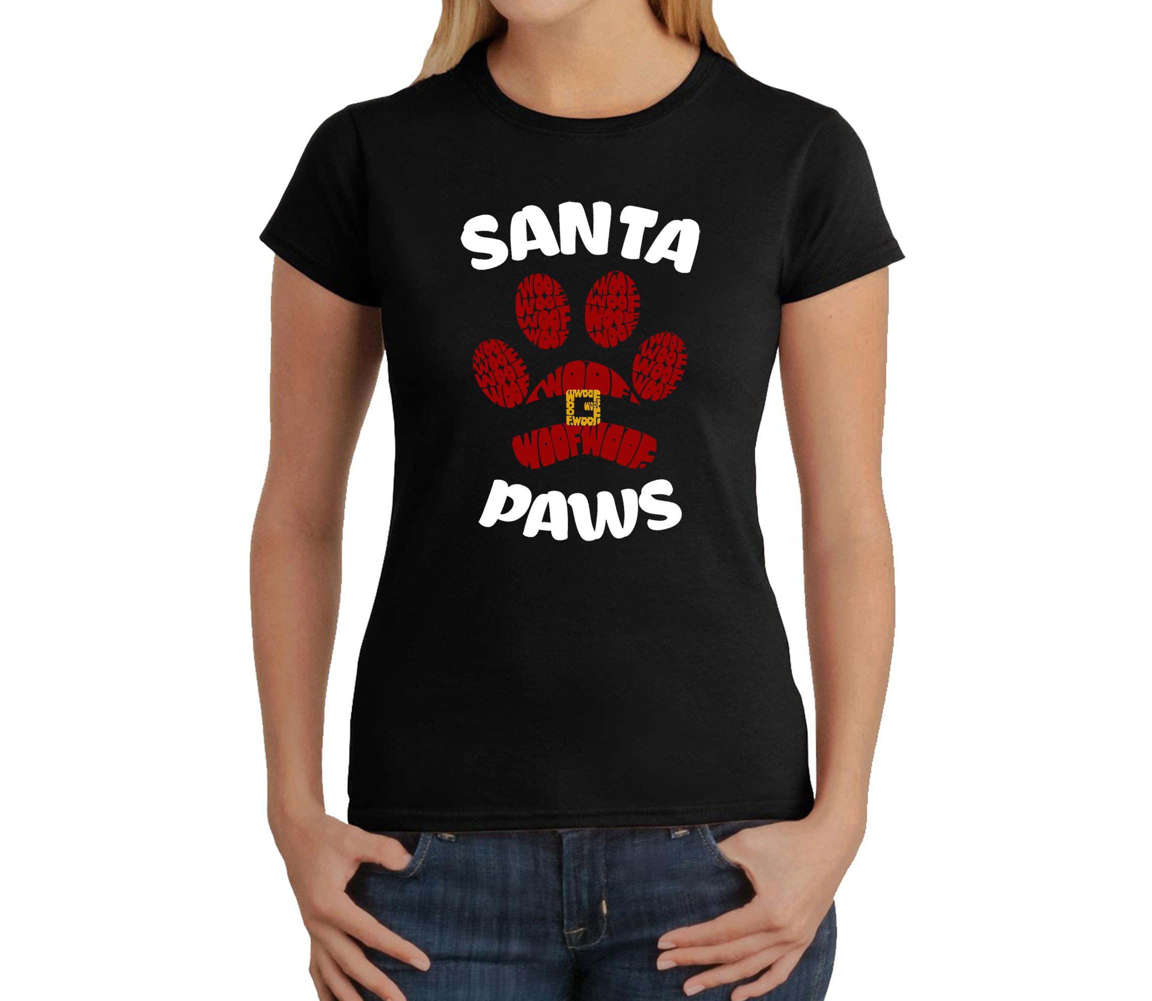 Santa Paws - Womens Word Art T-Shirt