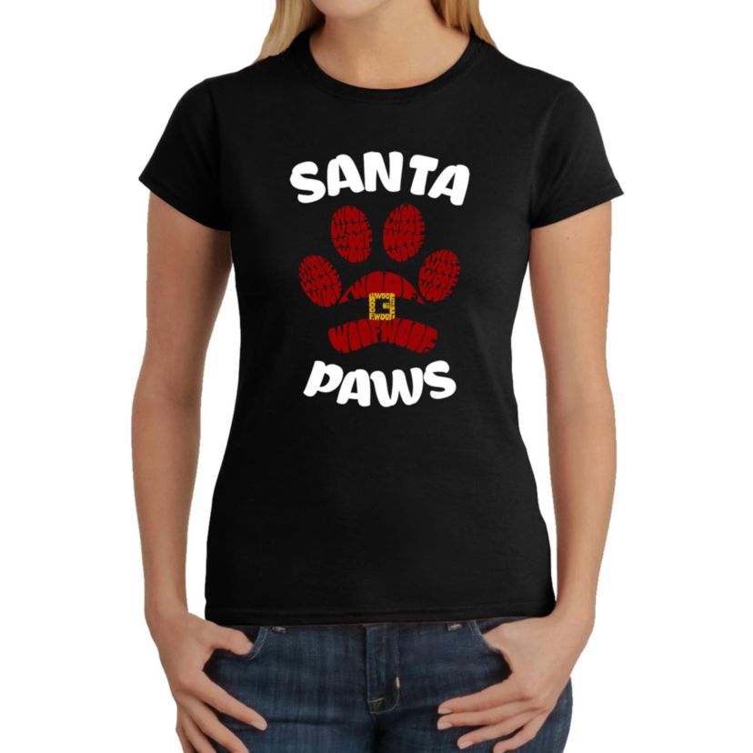 Santa Paws - Womens Word Art T-Shirt