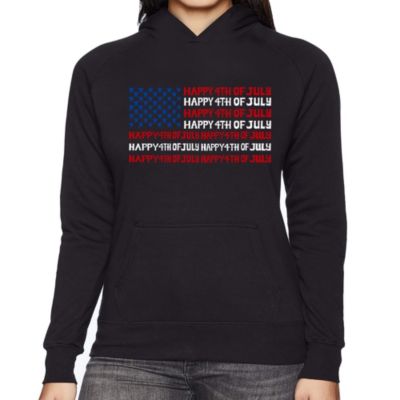 LA Pop Art Happy 4th of July - Women's Word Art Hooded Sweatshirt, Black, 4XL