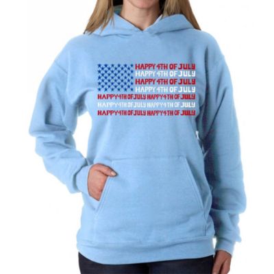 LA Pop Art Happy 4th of July - Women's Word Art Hooded Sweatshirt, Blue, 4XL