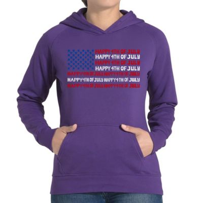LA Pop Art Happy 4th of July - Women's Word Art Hooded Sweatshirt, Purple, 4XL