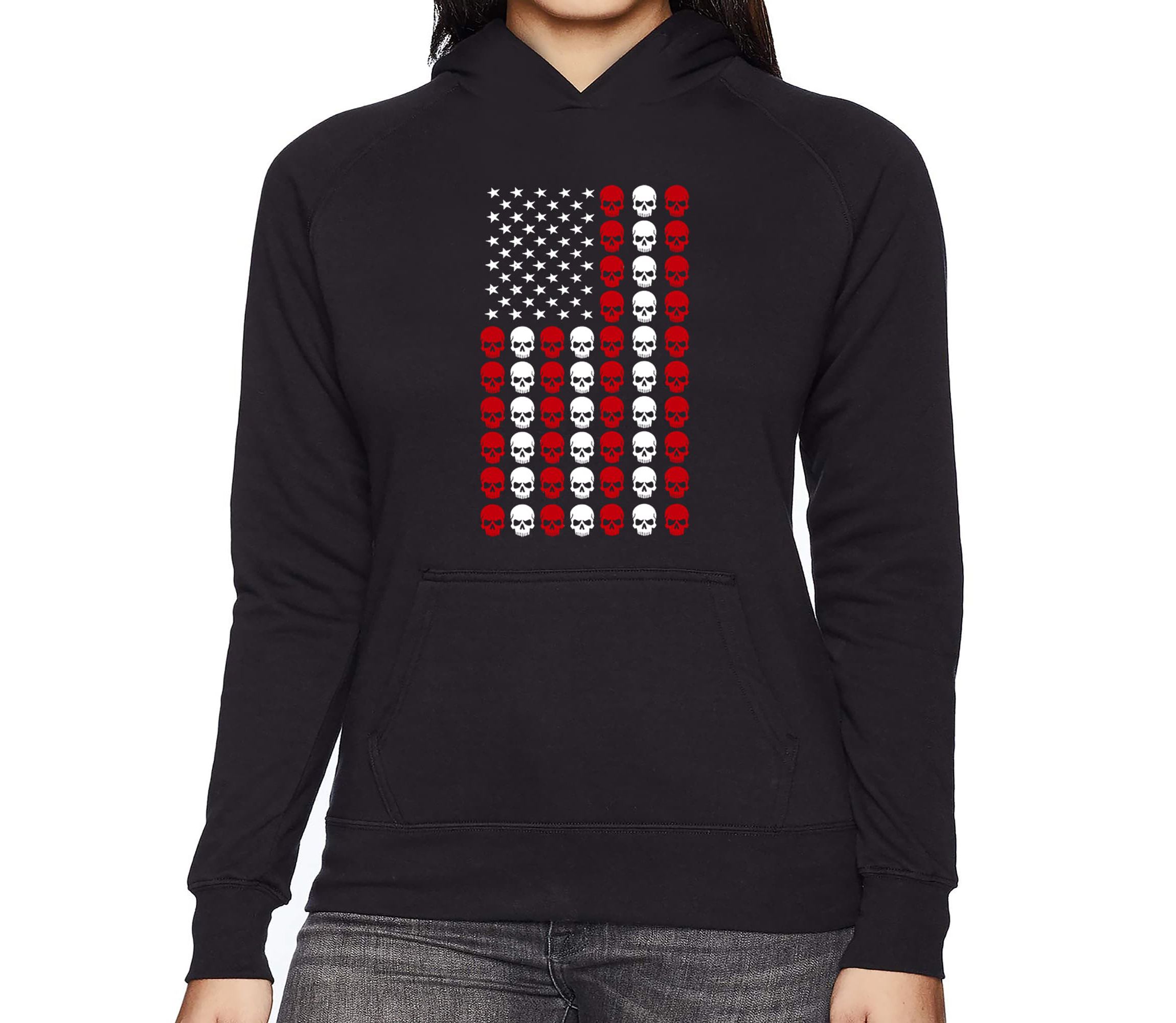 Skull Flag - Womens Word Art Hooded Sweatshirt