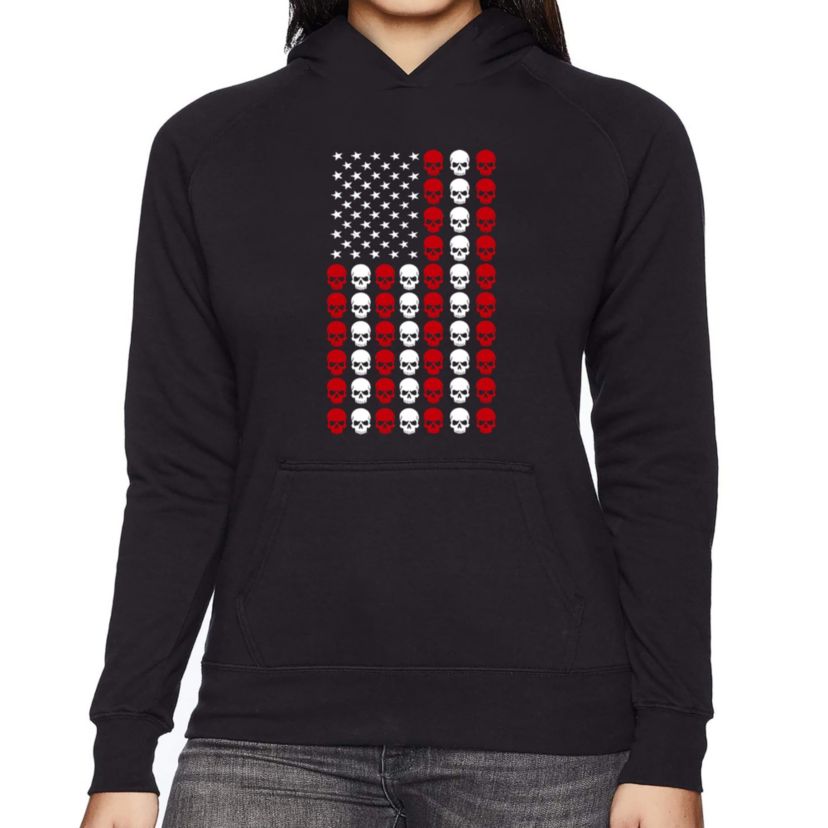 Skull Flag - Womens Word Art Hooded Sweatshirt