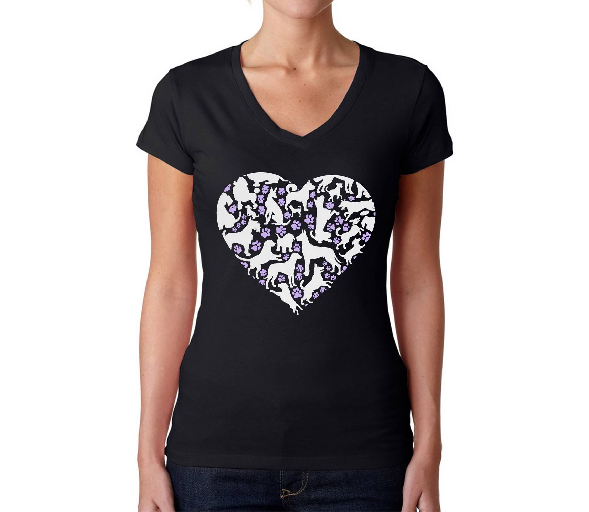 Dog Heart - Womens Word Art V-Neck T-Shirt