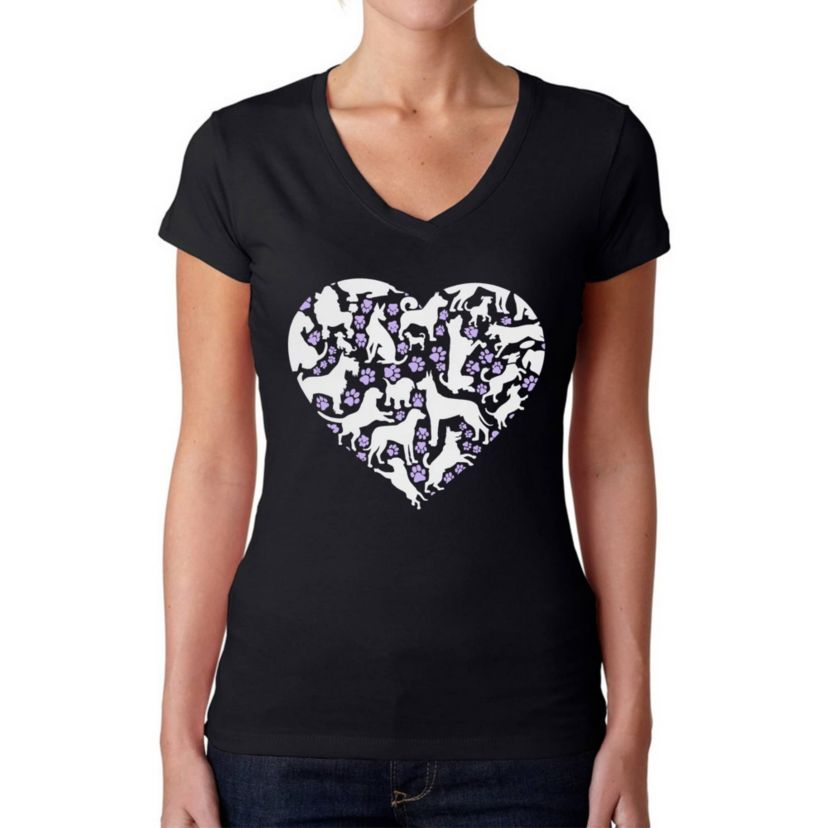 Dog Heart - Womens Word Art V-Neck T-Shirt