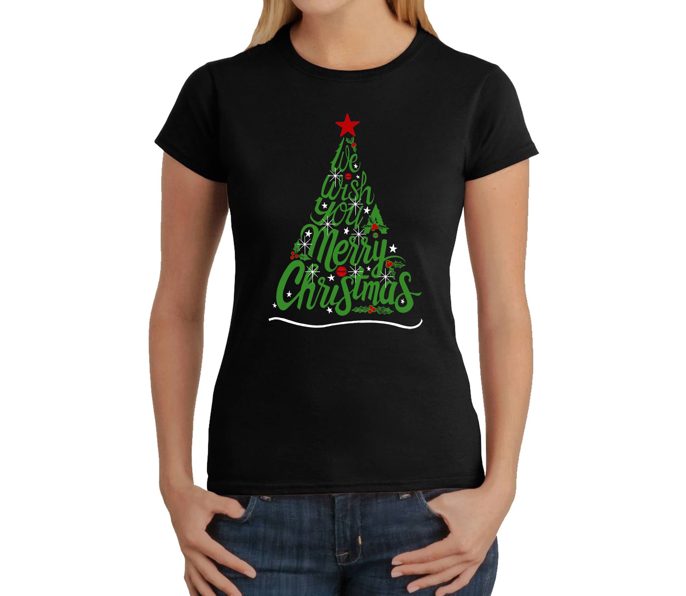 We Wish You A Merry Christmas - Womens Word Art T-Shirt