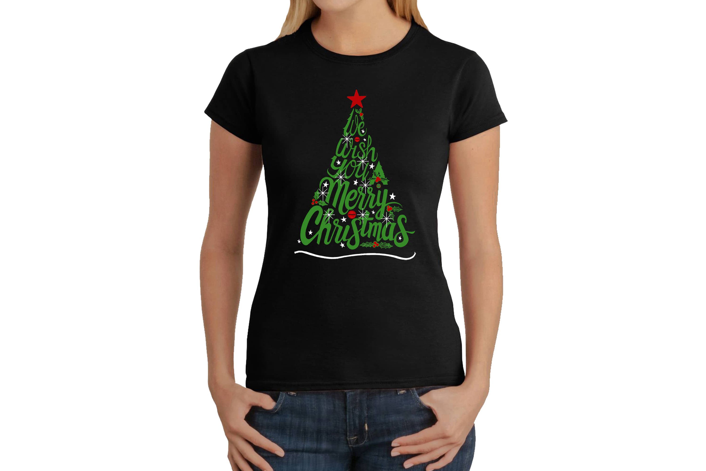 We Wish You A Merry Christmas - Womens Word Art T-Shirt