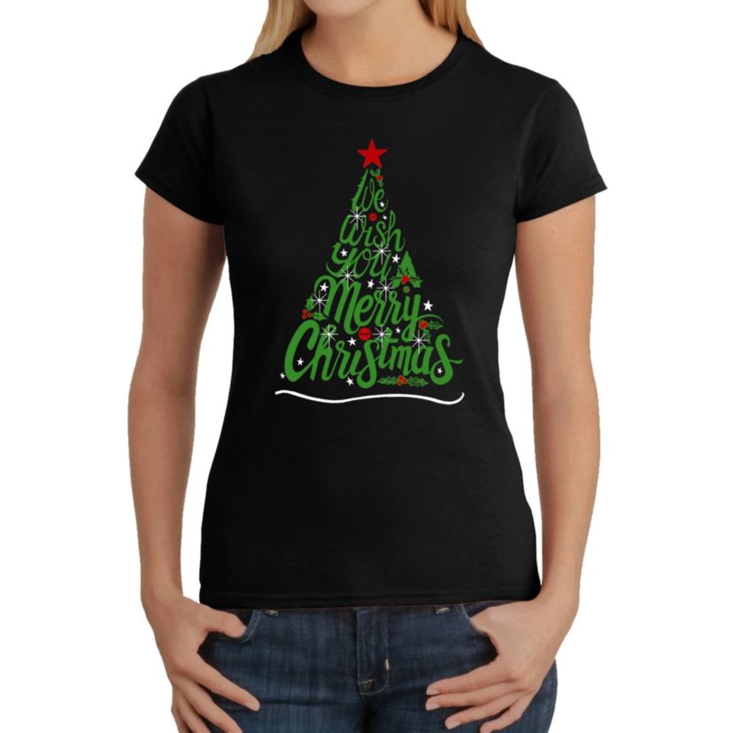 We Wish You A Merry Christmas - Womens Word Art T-Shirt