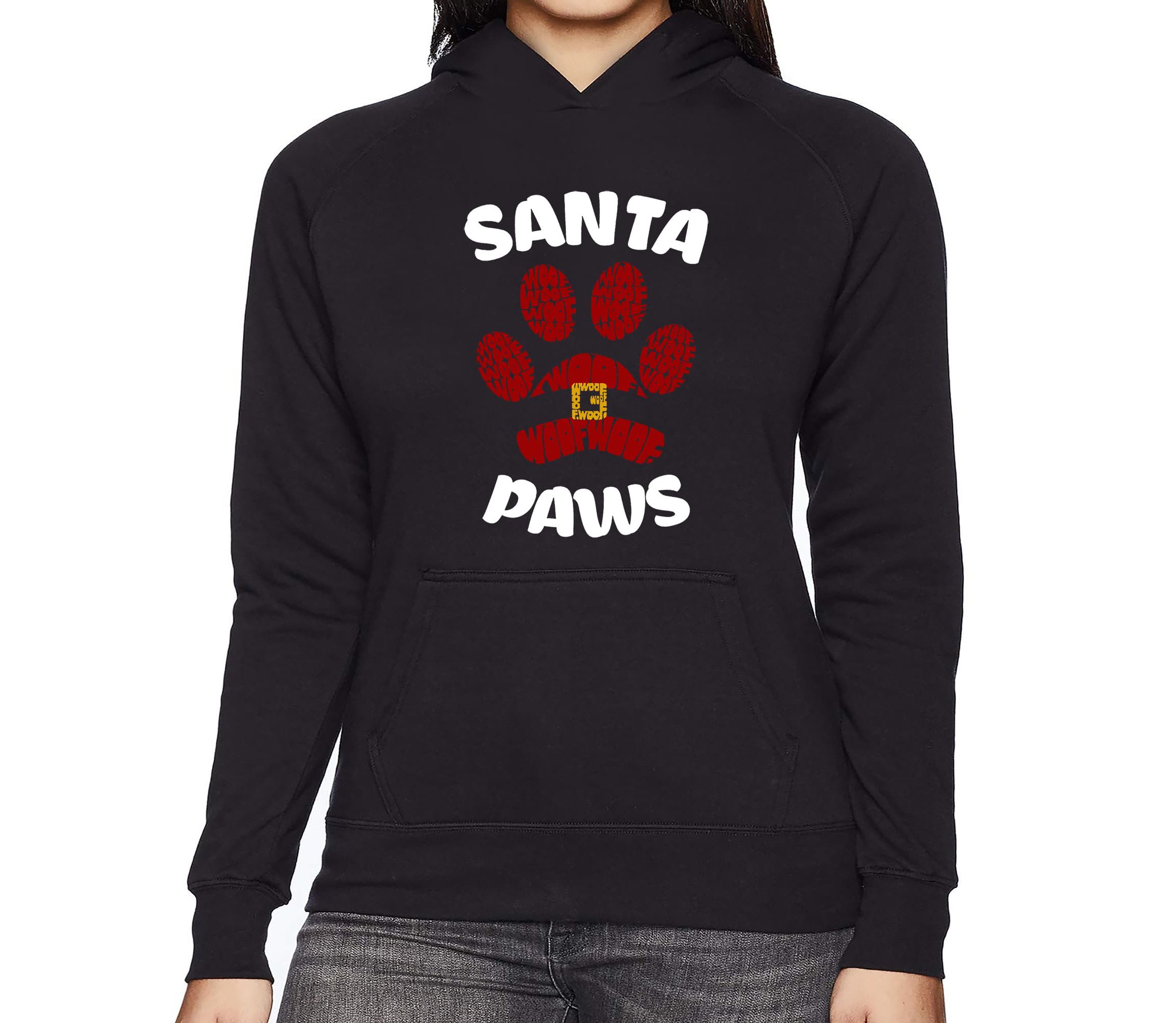 Santa Paws - Womens Word Art Hooded Sweatshirt