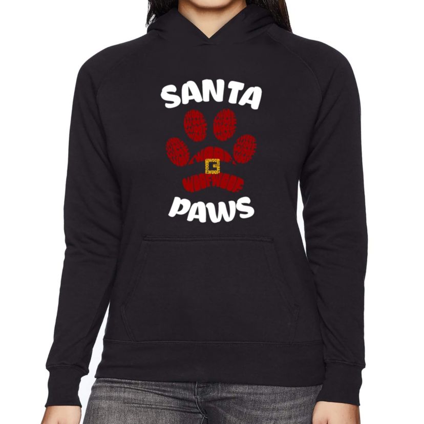 Santa Paws - Womens Word Art Hooded Sweatshirt