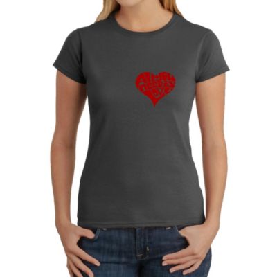 LA Pop Art All You Need is Love - Women's Word Art T-Shirt, Grey, XS