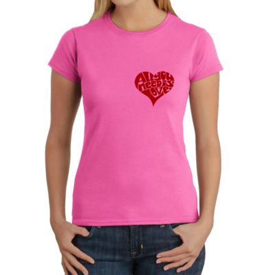 LA Pop Art All You Need is Love - Women's Word Art T-Shirt, Pink, XS
