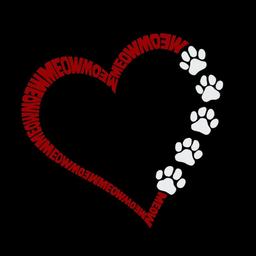 Meow Heart - Womens Word Art V-Neck T-Shirt