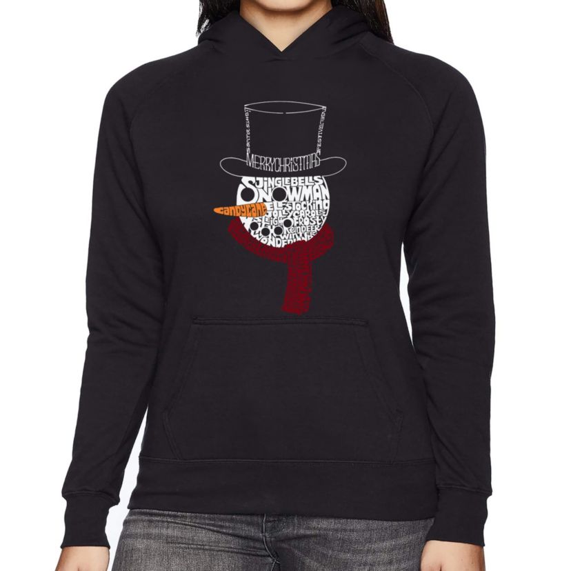 Snowman Face - Womens Word Art Hooded Sweatshirt