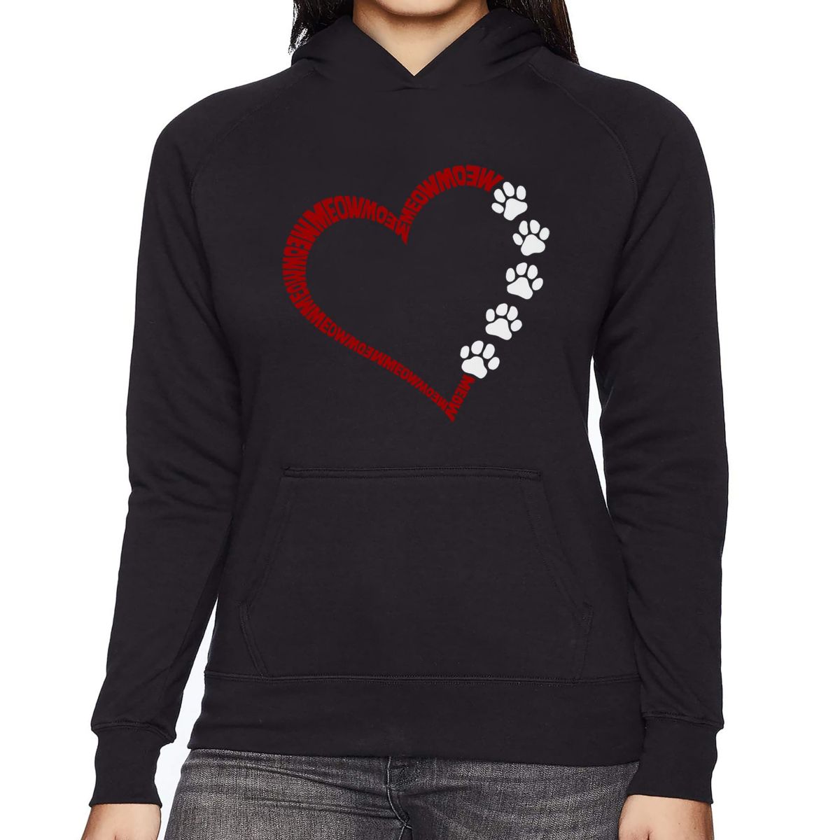 Meow Heart - Womens Word Art Hooded Sweatshirt