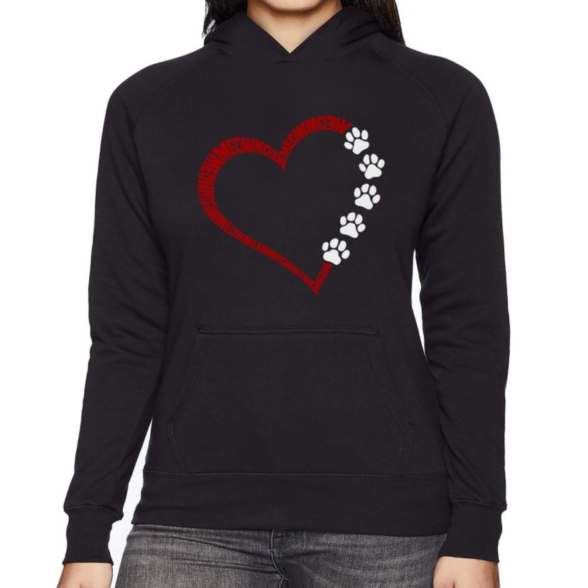 Meow Heart - Womens Word Art Hooded Sweatshirt