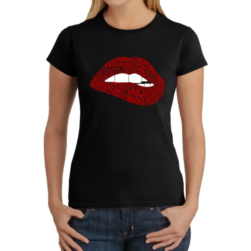 Brooklyn Lips - Womens Word Art T-Shirt
