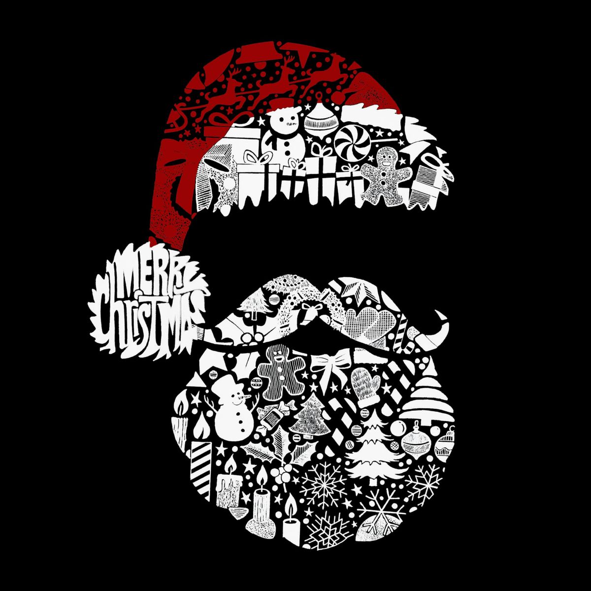 Santa Pics - Womens Word Art V-Neck T-Shirt