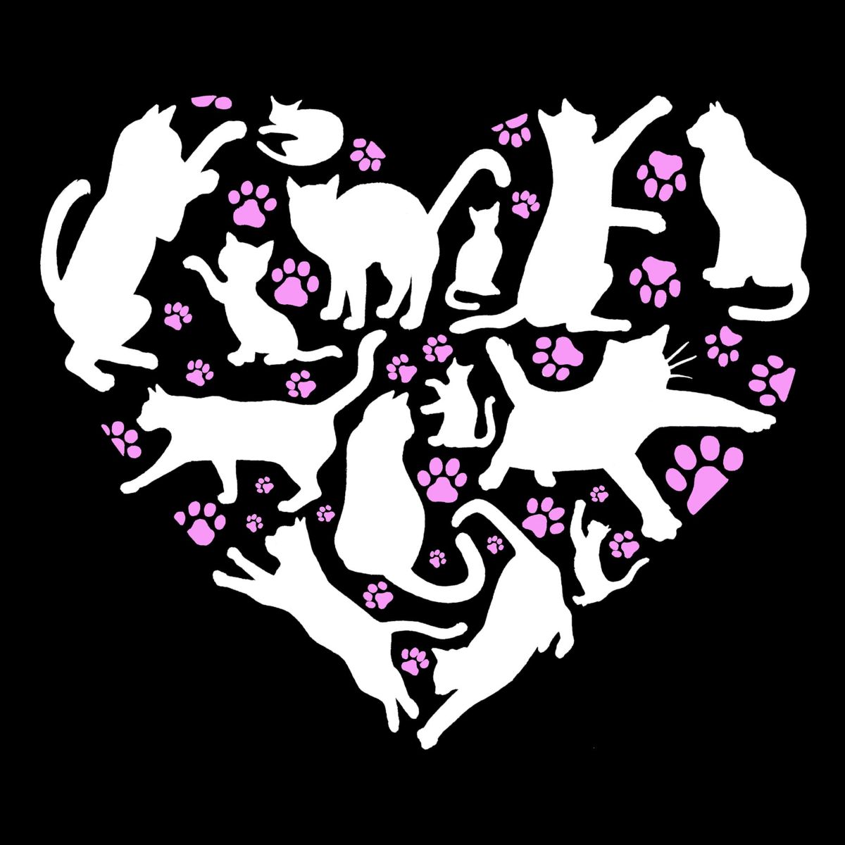Cat Heart - Womens Word Art T-Shirt