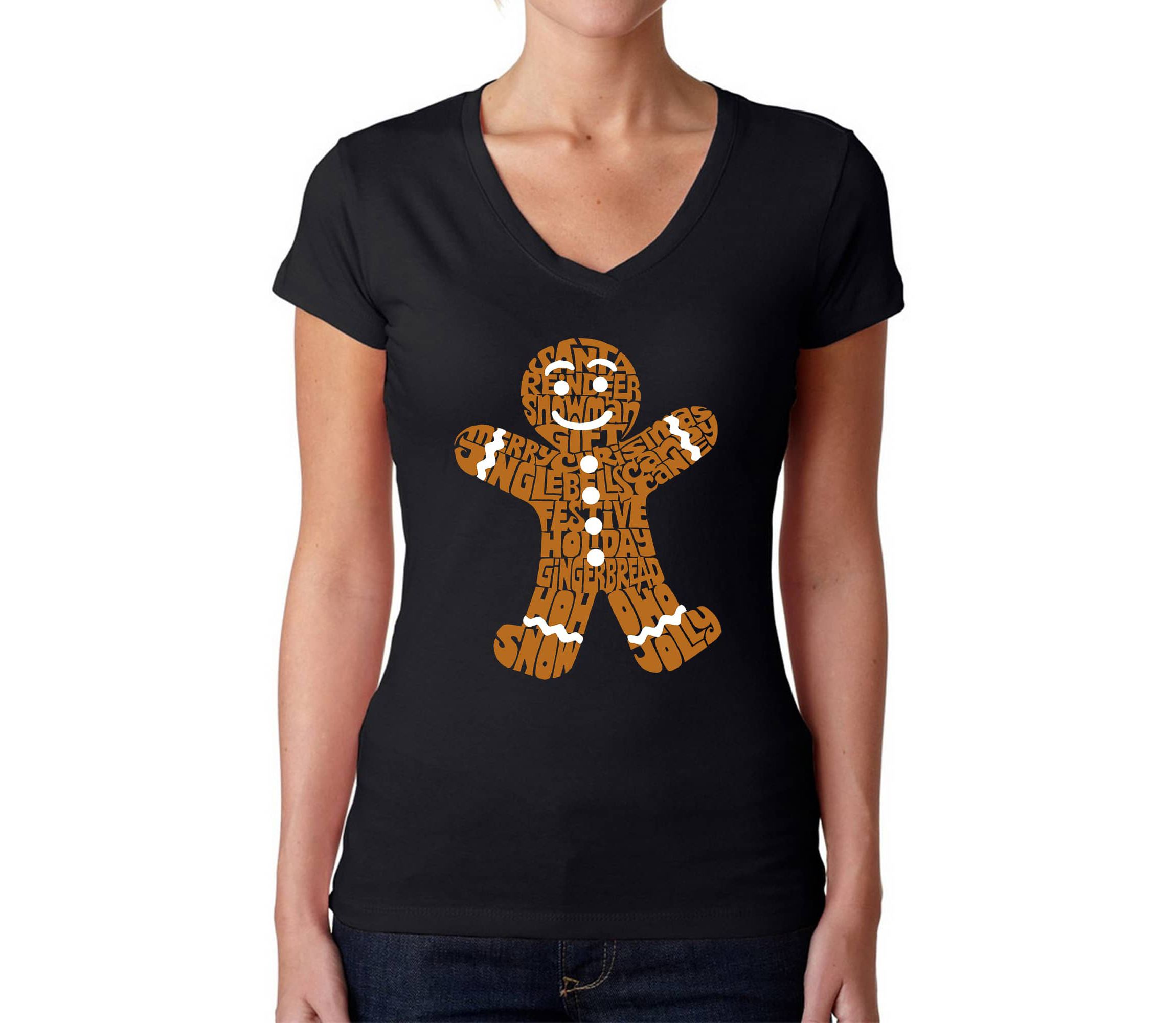Gingerbread - Womens Word Art V-Neck T-Shirt