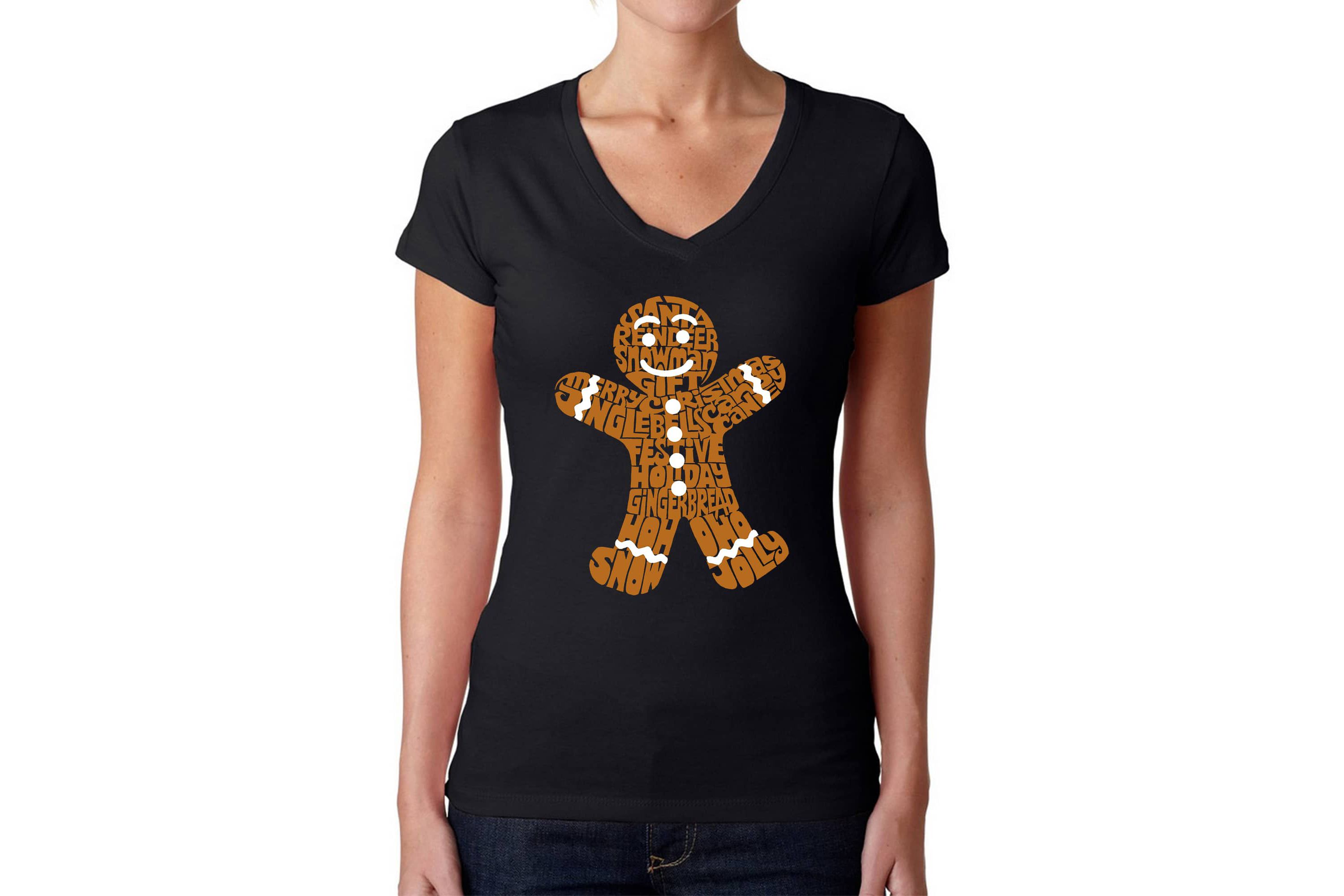Gingerbread - Womens Word Art V-Neck T-Shirt