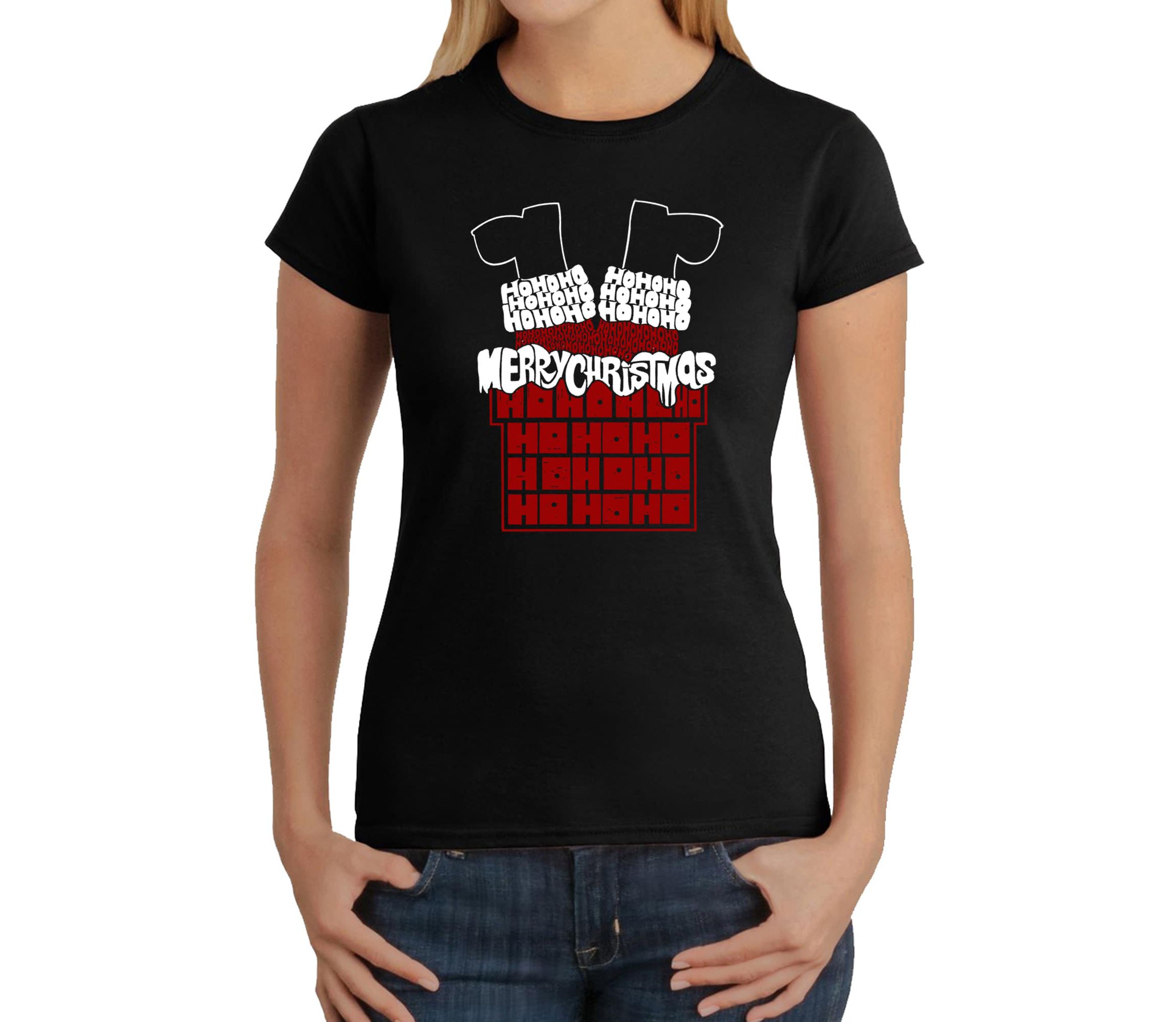 Chimney Santa - Womens Word Art T-Shirt