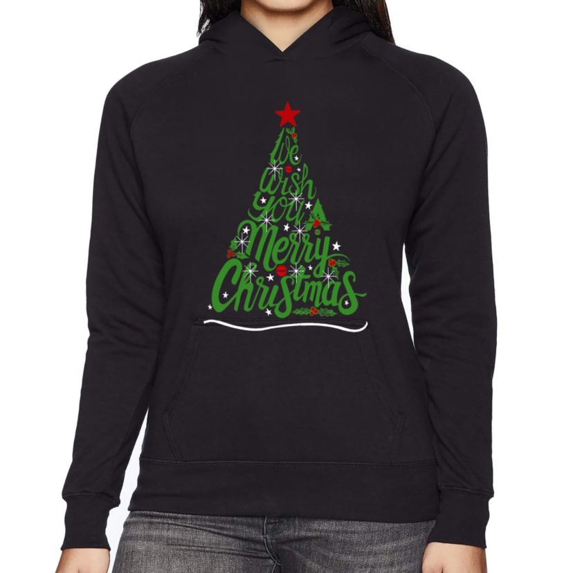 We Wish You A Merry Christmas - Womens Word Art Hooded Sweatshirt