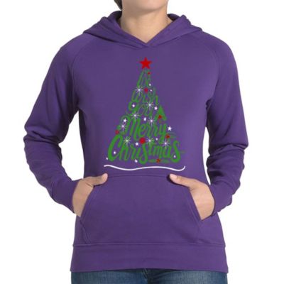 LA Pop Art We Wish You A Merry Christmas - Women's Word Art Hooded Sweatshirt, Purple, 4XL