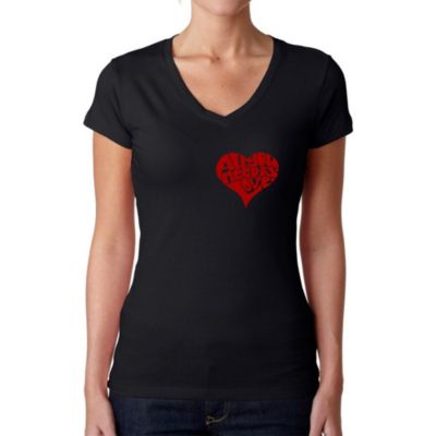 LA Pop Art All You Need is Love - Women's Word Art V-Neck T-Shirt
